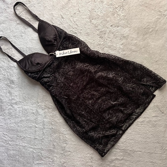For Love And Lemons Other - NWT For Love & Lemons Rosanna Soutache Floral Embroidered Sheer Mini Dress Black
